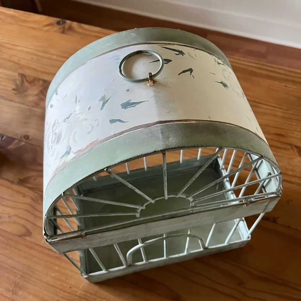 Vintage Green Metal Decorative Birdcage - Picture 5 of 10